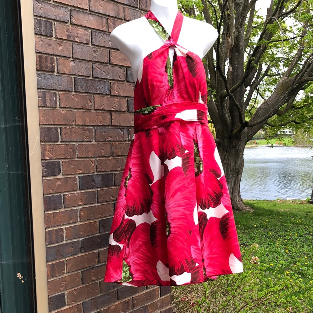 Silk Floral Halter Dress